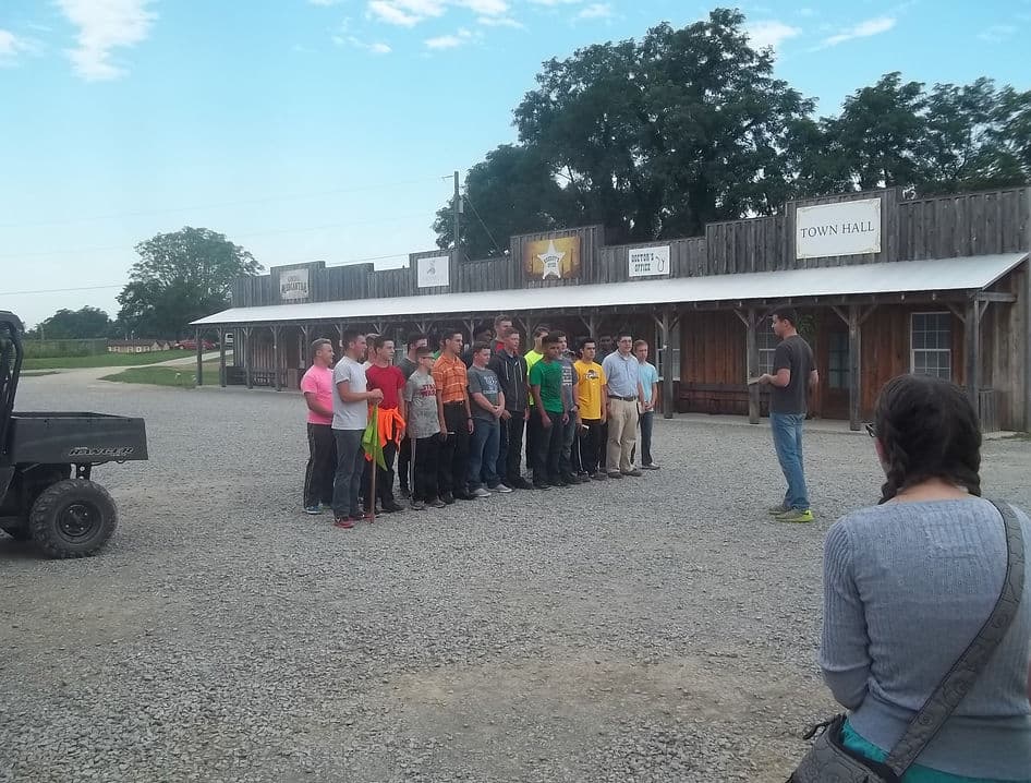 Teens gathered at camp.
